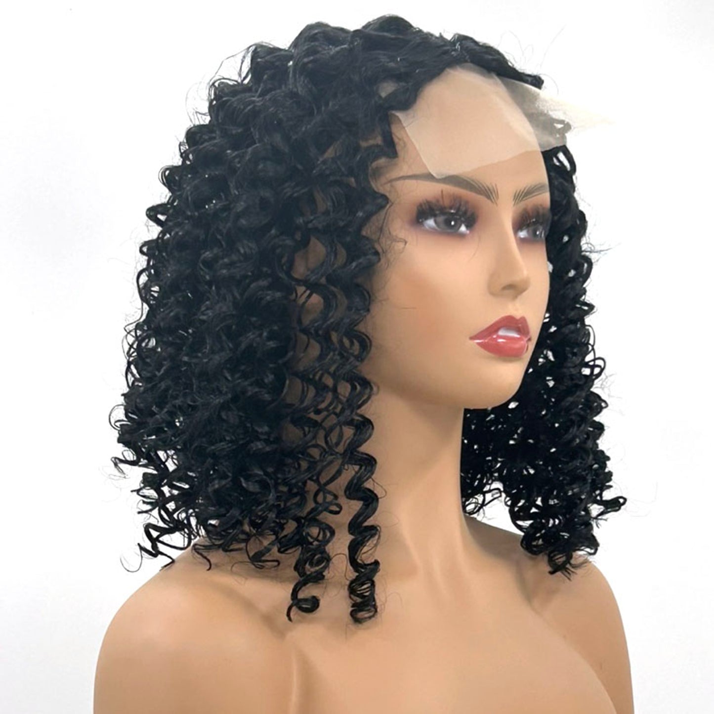 Short Bob Wigs Deep Wave Rose Net Curly Wig Glueless Machine Made