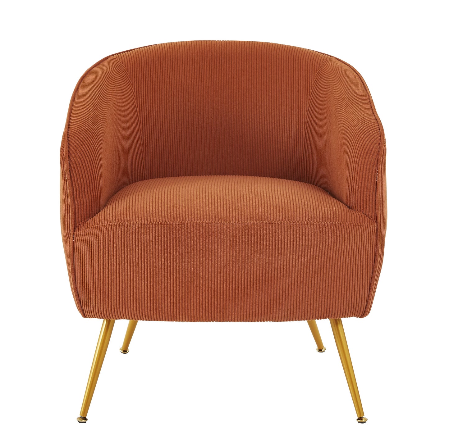 Corduroy Accent Chair With Gold Metal Legs, Modern Upholstered