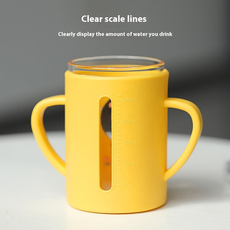 Kids Milk Cup with Scale and Double Handles - Baby Drinking Cup
