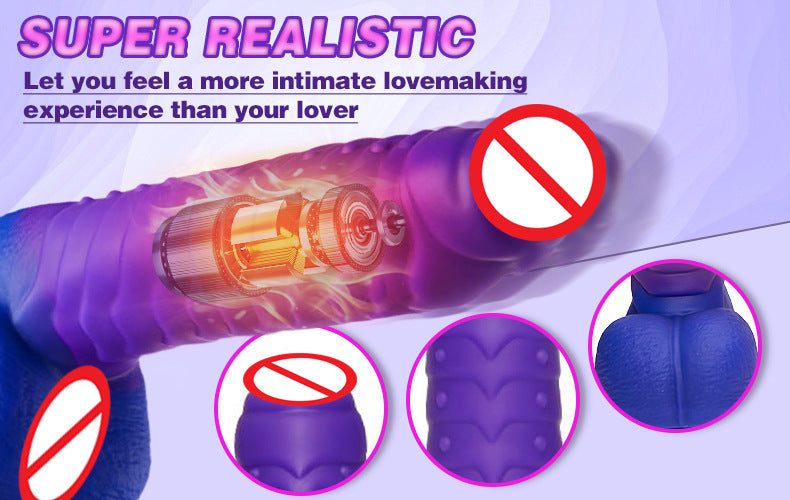 Adult Telescopic Vibrator with Heating and Remote Control - Waterproof Silicone