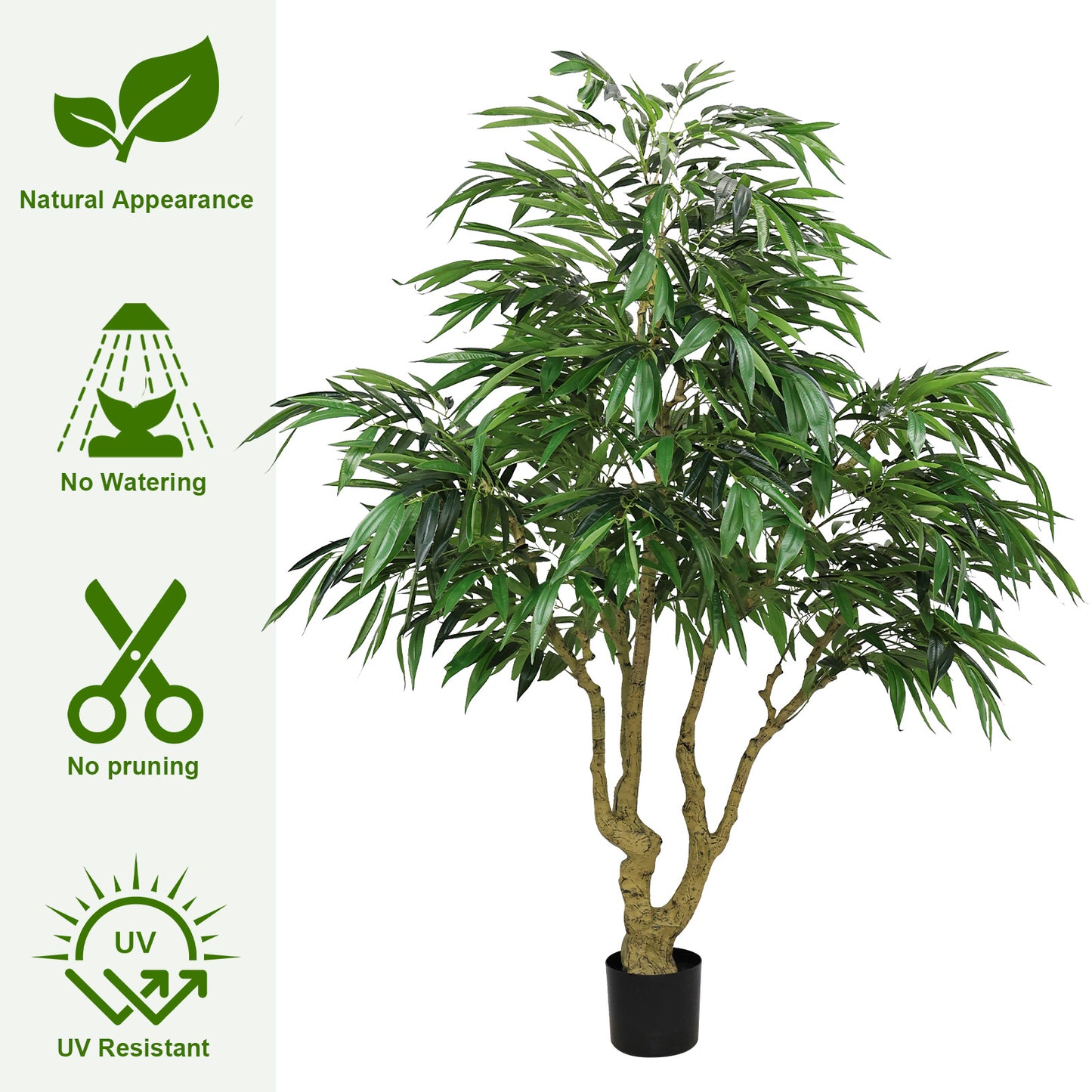 7FT Artificial Willow Tree - Green Faux Plant for Home & Office