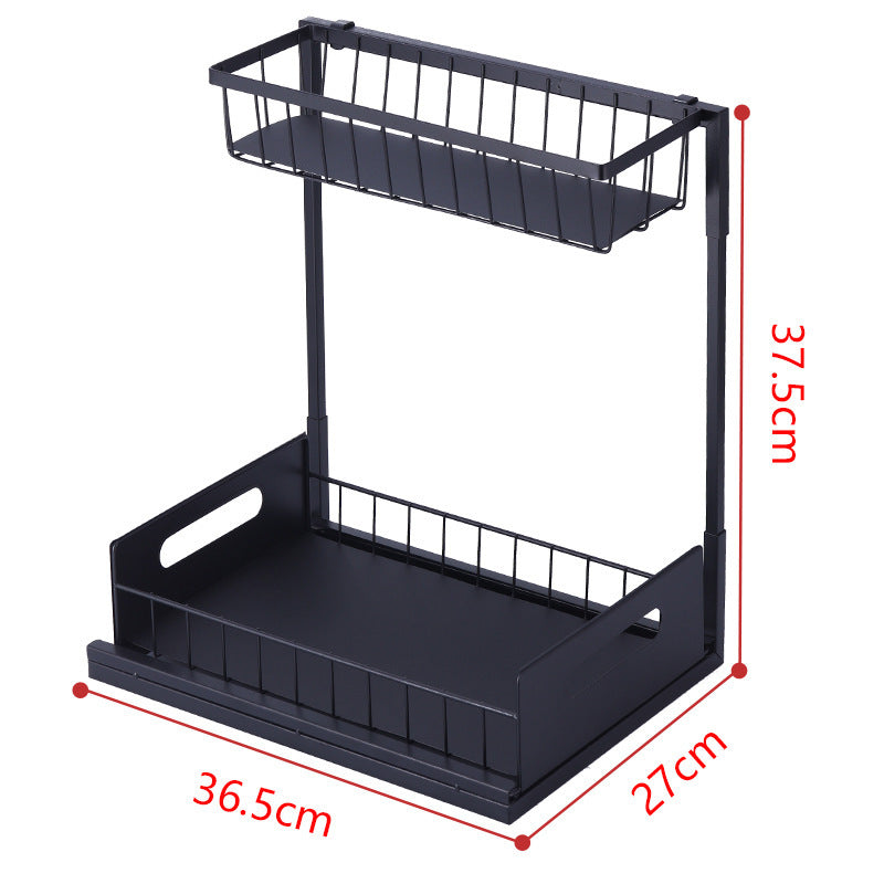 Pull-Out Double Layer Kitchen Sink Rack Removable Storage Organizer