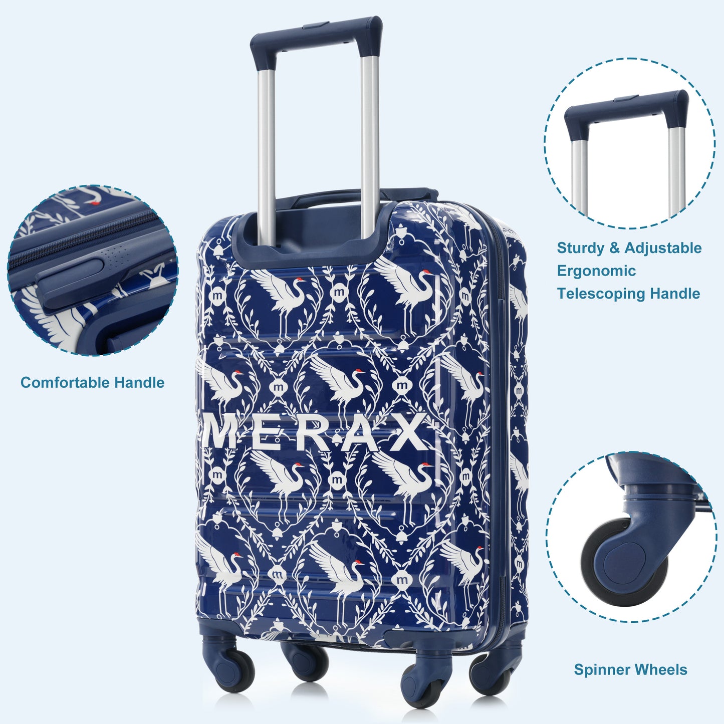 20-Inch Carry-On Luggage Set with USB Port - Indigo