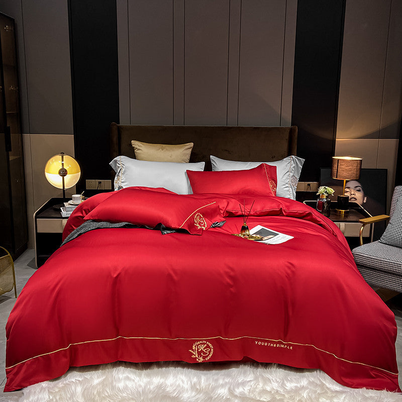 Home Washed Silk Bedding Set Four Piece Quilt Cover Bed Sheets Pillowcases