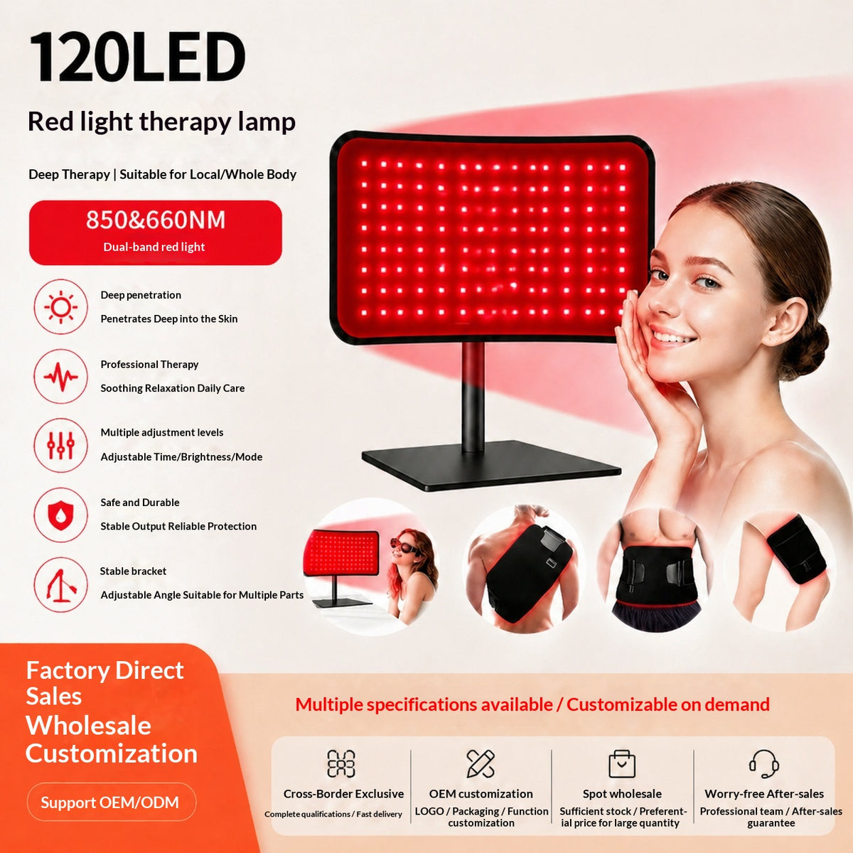 120-Bead Red Light Therapy Lamp - Desktop