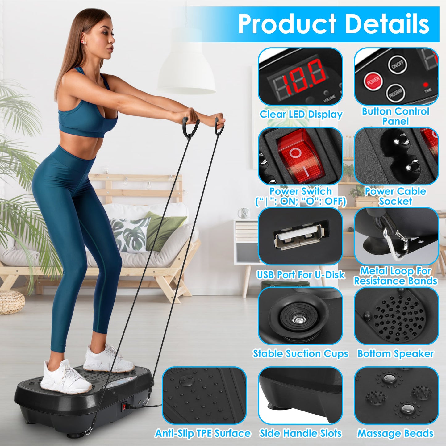 Whole Body Vibration Exercise Machine with 120 Speeds & Remote Control