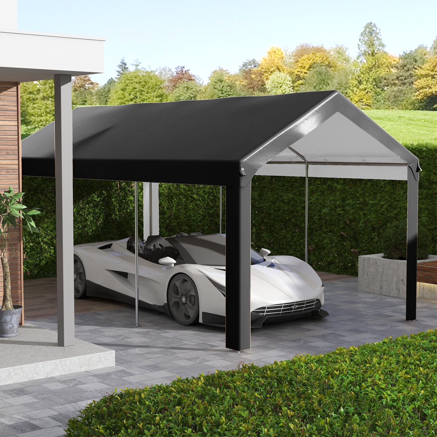 10x20ft UV Resistant Carport Canopy Replacement Cover - Dark Gray