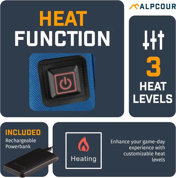 Portable Heated Stadium Seat Cushion - 21x15 Inch with Pocket