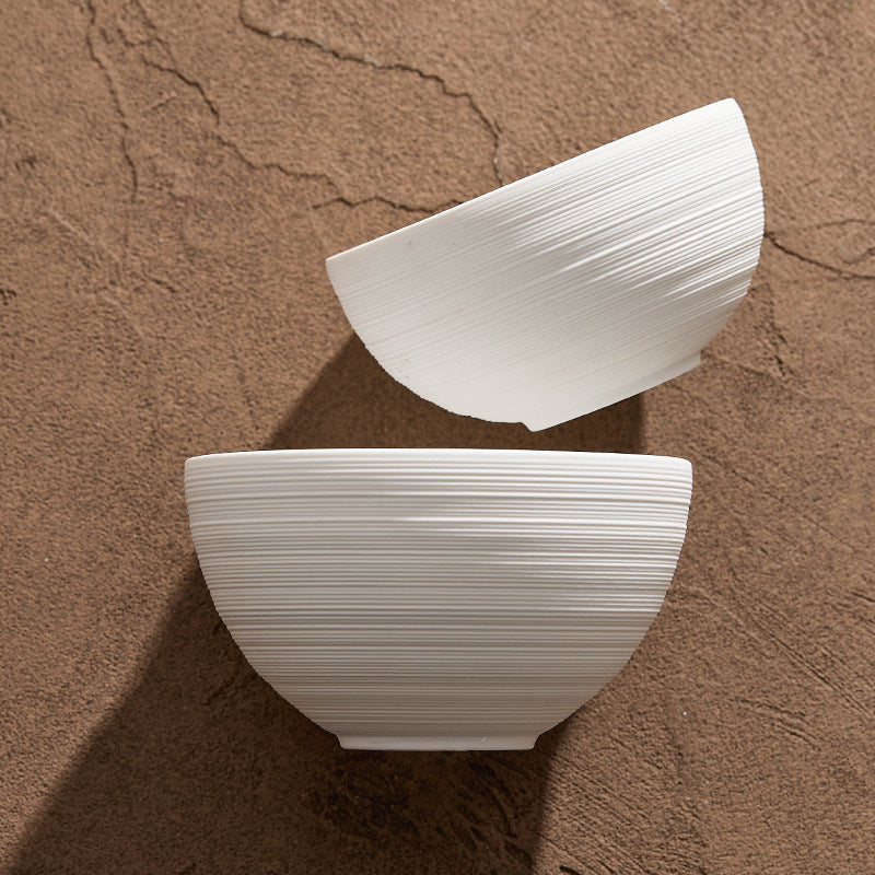 Minimalist Textured White Ceramic Rice Bowl - 4.5 & 5 Inch Options