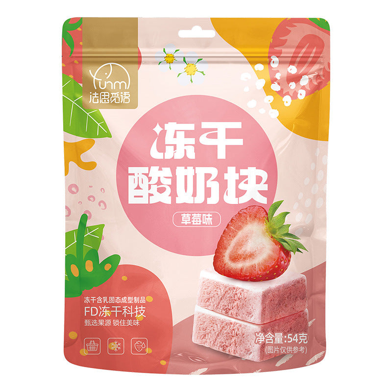 Freeze-Dried Strawberry Yogurt Granules - Fermented Raw Milk Snack