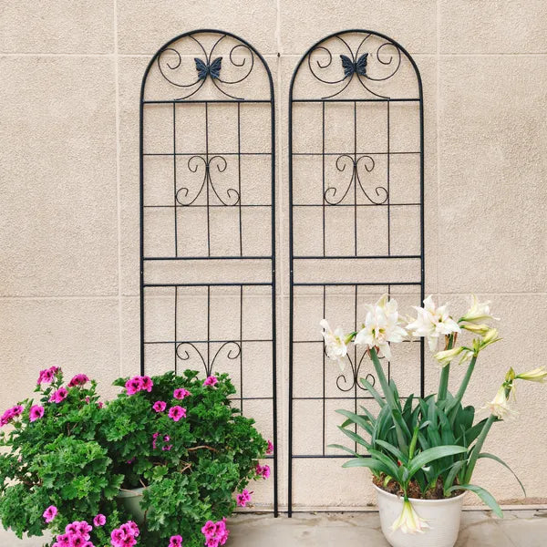 Metal Garden Trellis for Climbing Plants - 71" x 19.7" - Black - 4 Pack