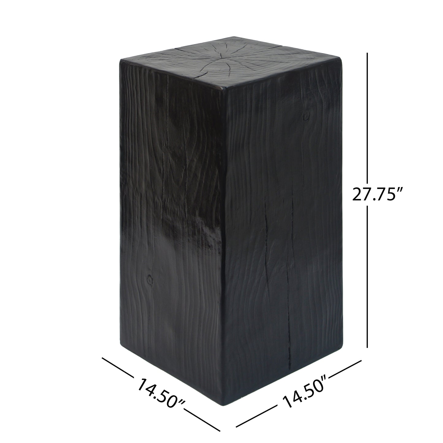 Wood-Look Square-Column MGO End Table, H27.75 ,Wood-Like Distressed