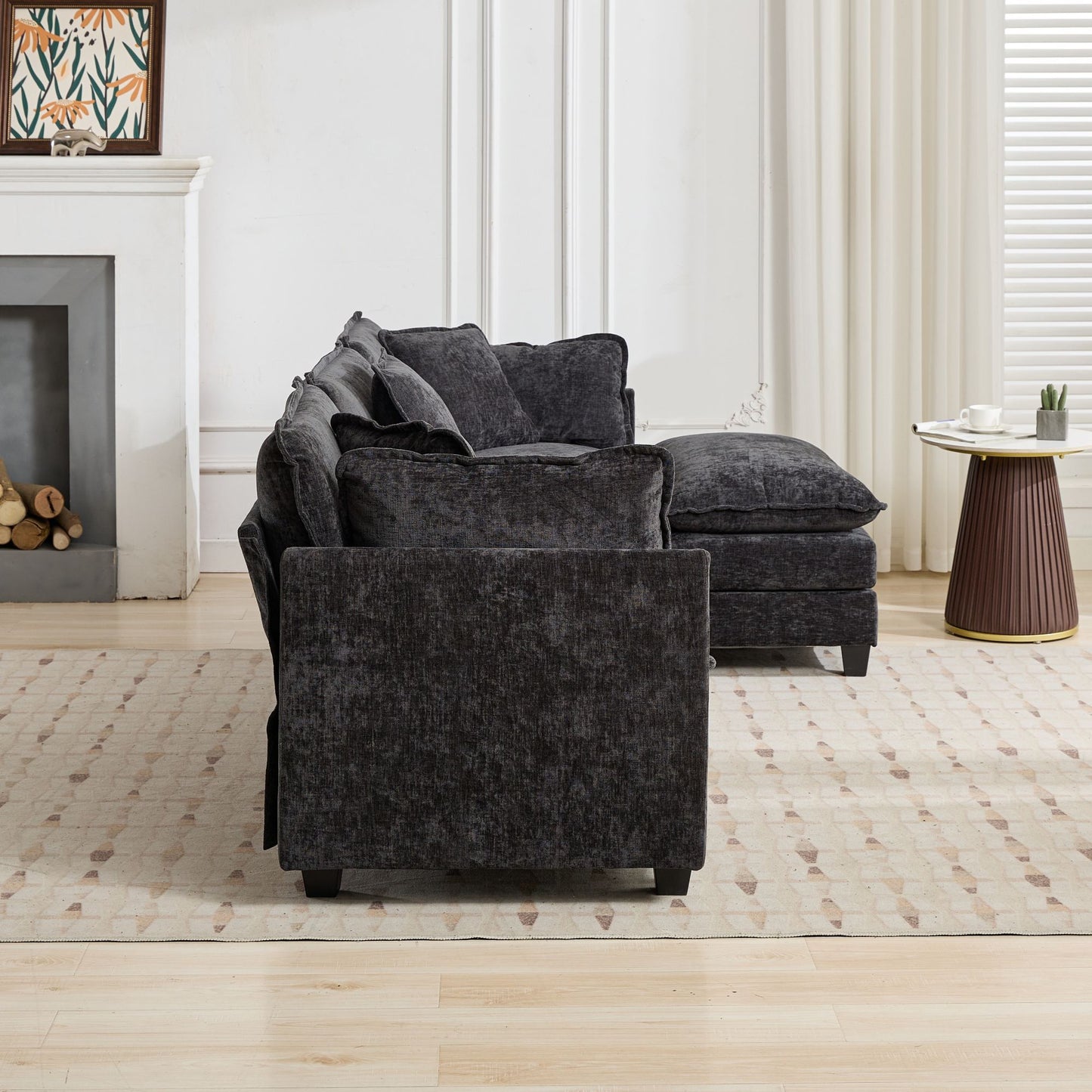 Cloud Sofa Armrests - Modern Chenille Couch Armrests in Black