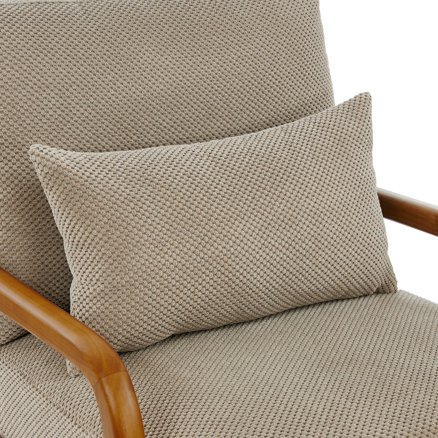 Mid-Century Modern Wooden Lounge Chair - Camel Upholstery