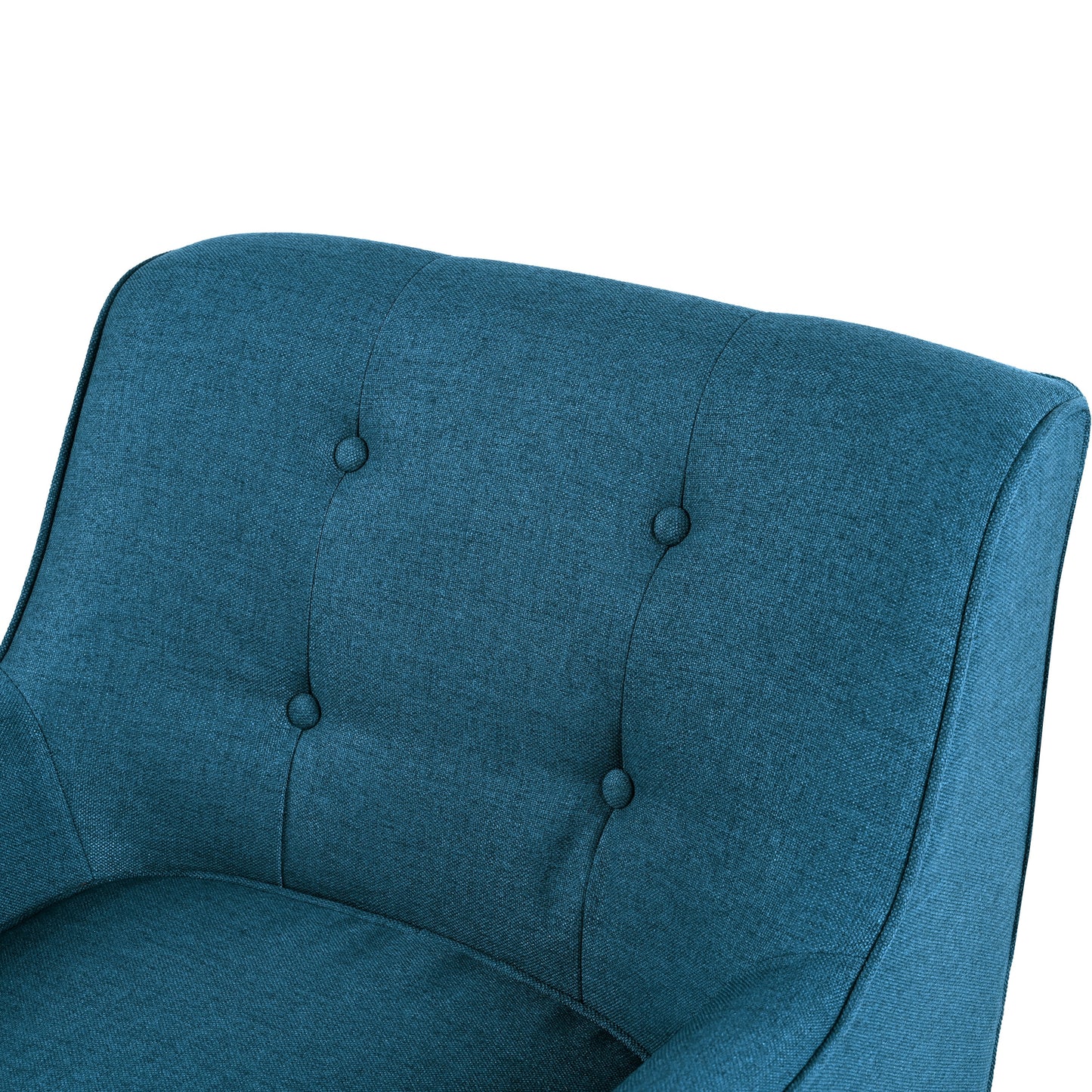 Mid-Century Modern Blue Accent Chair - Tufted Fabric with Wood Legs