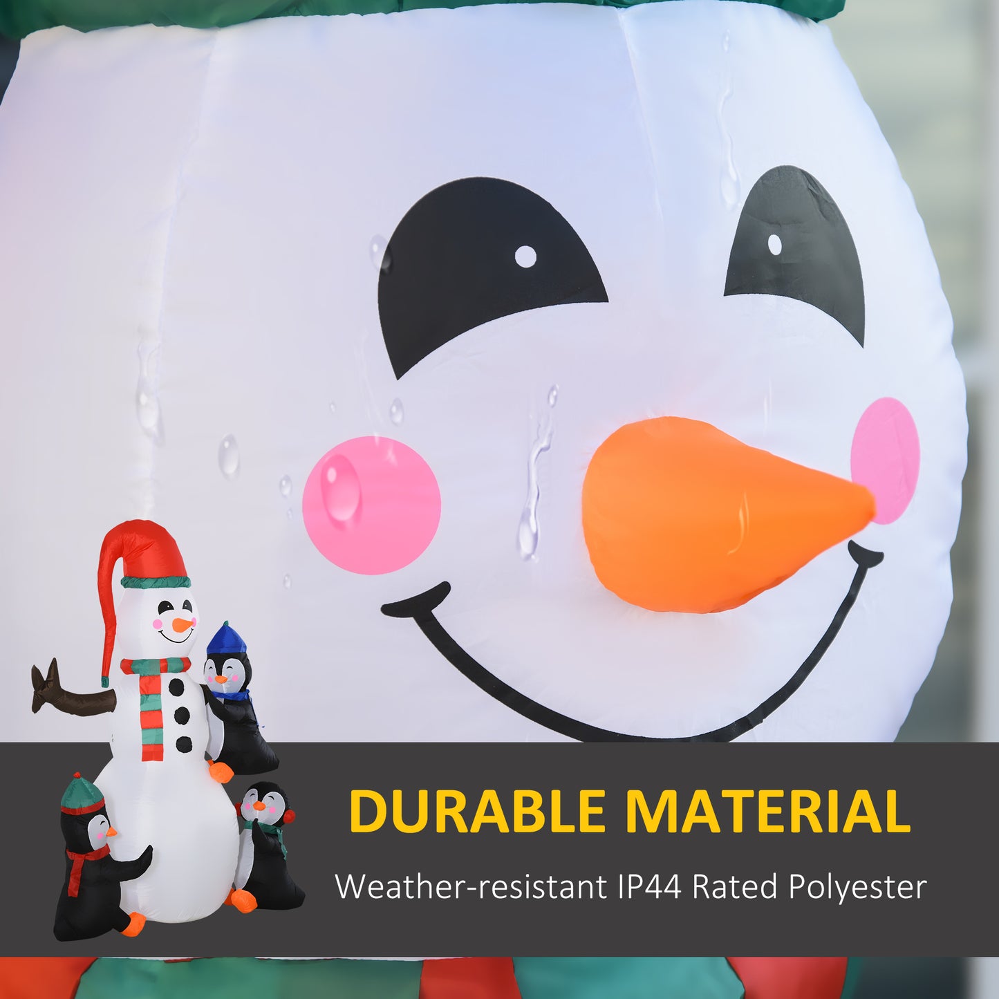 6' Inflatable Christmas Snowman with Penguins - LED Lights