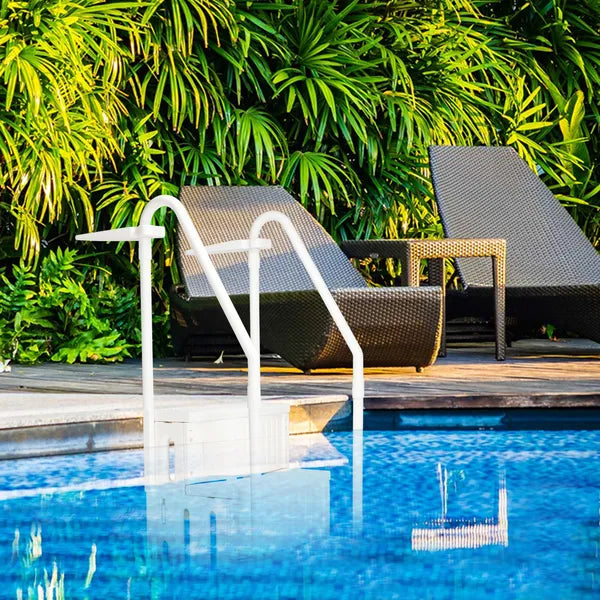 Swimming Pool Ladder - 2-Step White Plastic Escalator