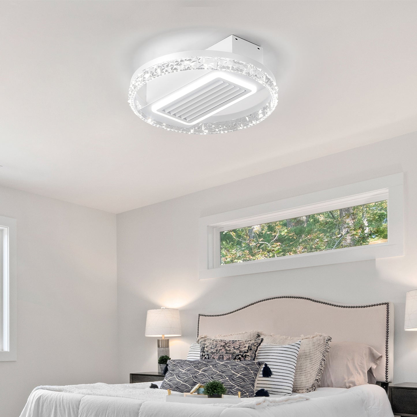20-Inch LED Bladeless Ceiling Fan Light with Remote Control