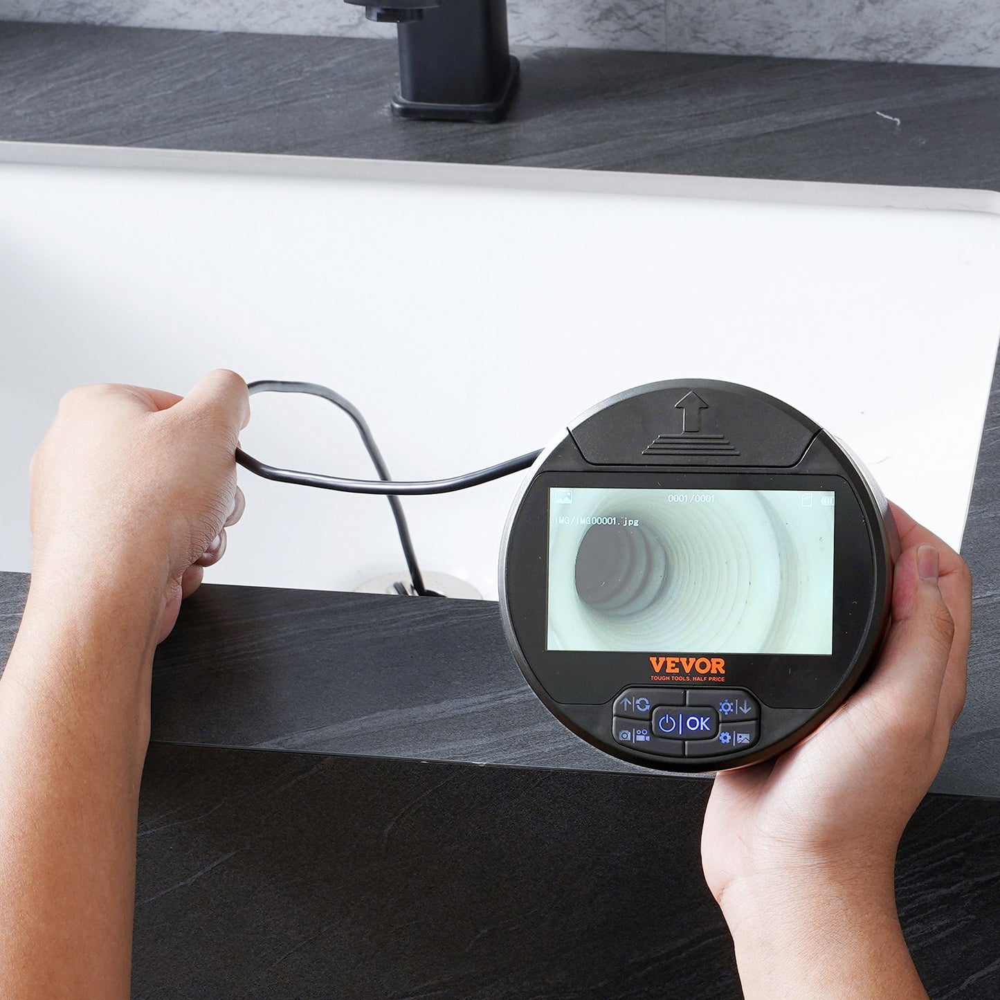 Triple Lens Endoscope Camera with 4.3 Inch Screen and Lights