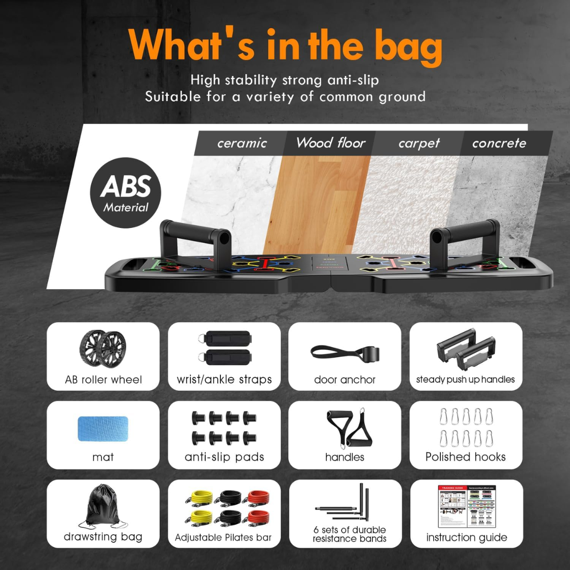 Portable Push Up Board with 20 Fitness Accessories Set