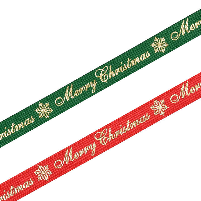 Ribbed Ribbon with Gold Stamping Letters for Party & Home Decor - 10mm Wide