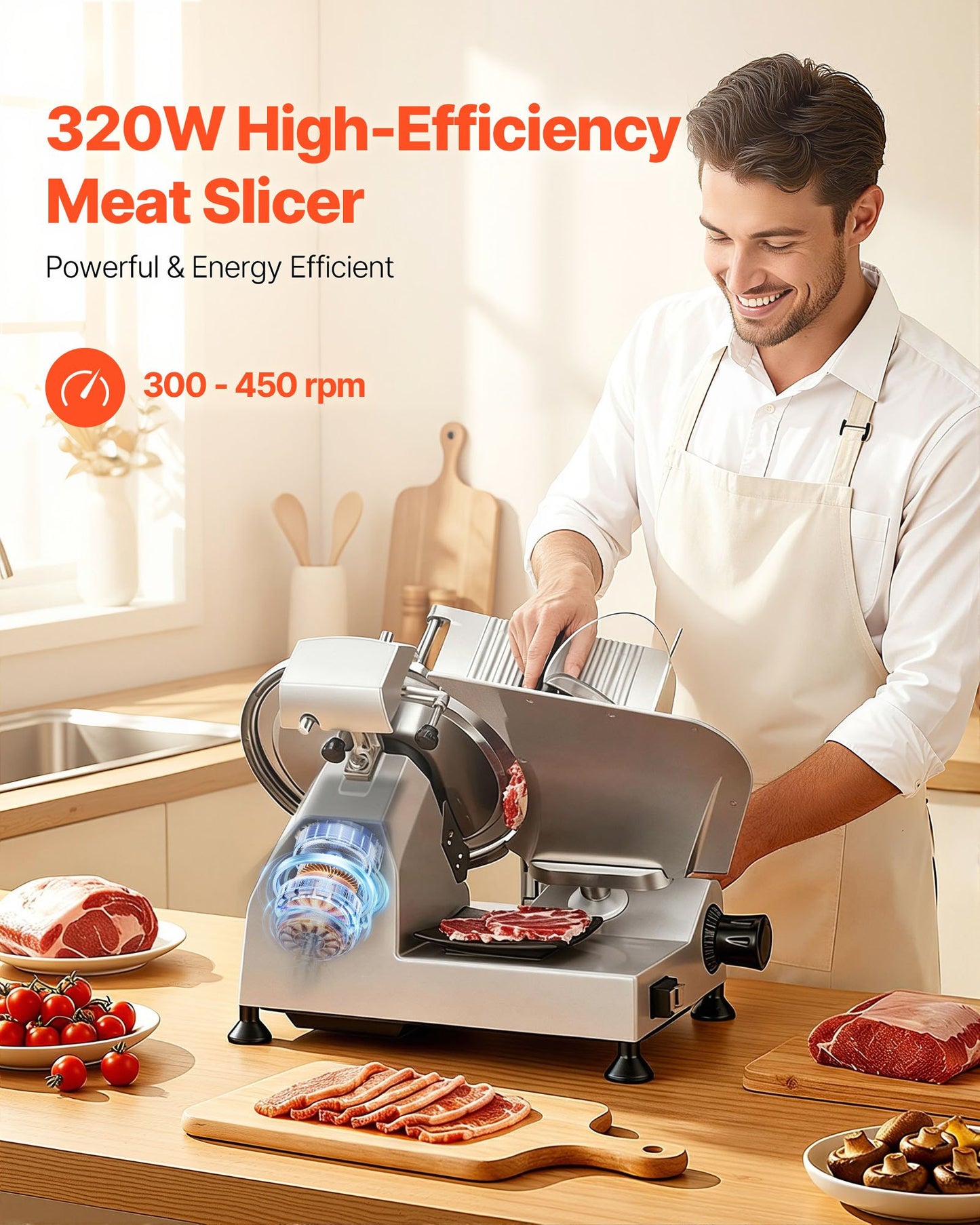 Commercial Electric Meat Slicer 12-Inch Carbon Steel Blade Adjustable Thickness