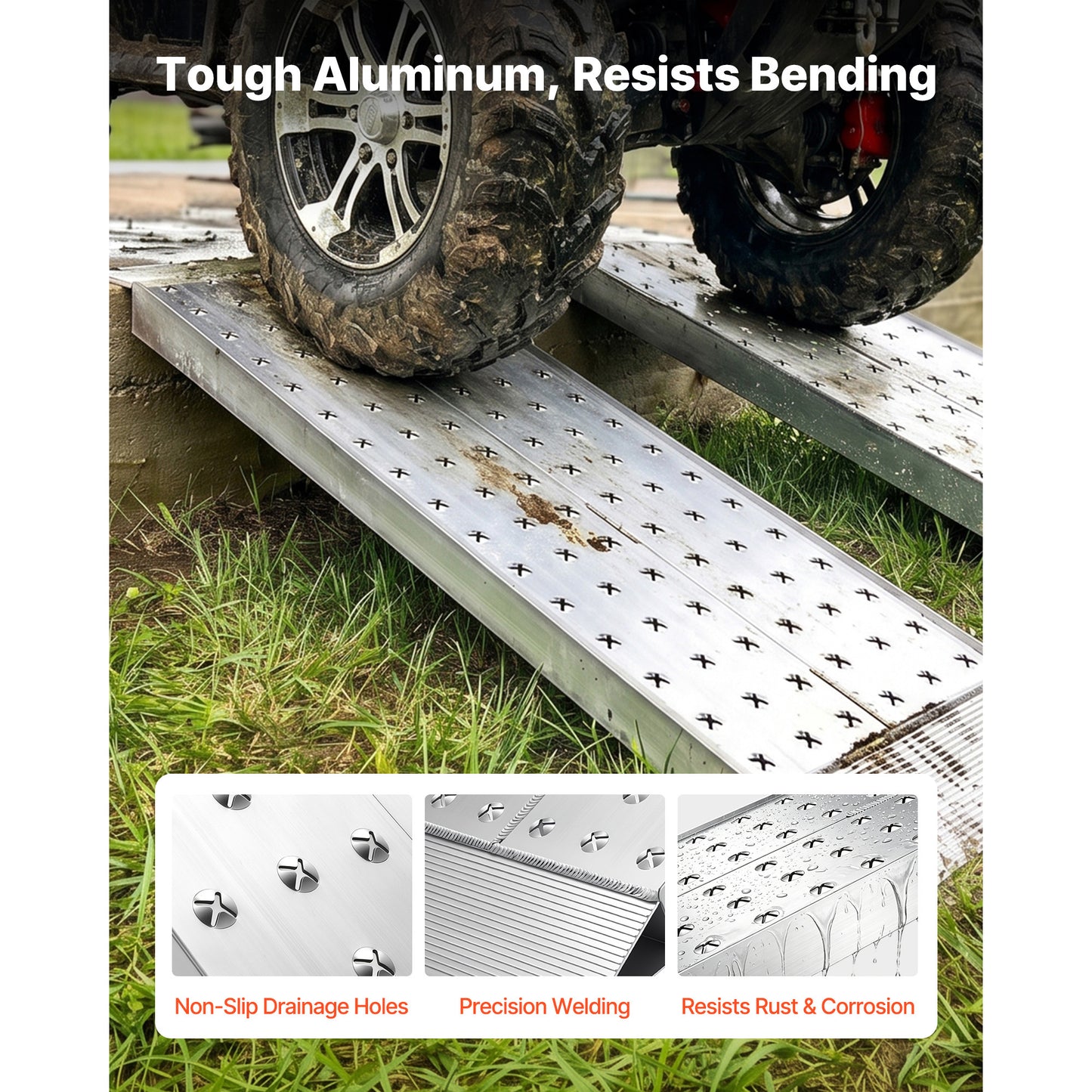 Heavy-Duty Aluminum Loading Ramps Set - 2 Pack, 55x12 Inches, Anti-Slip ATV & Vehicle Ramps, 3000LBS Capacity