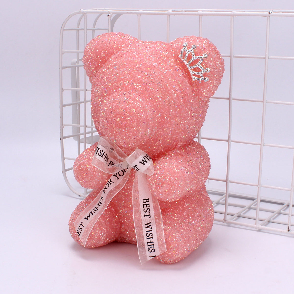 Decorative Crystal Diamond Bear Birthday Gift Crown Foam Bear for Party Decor
