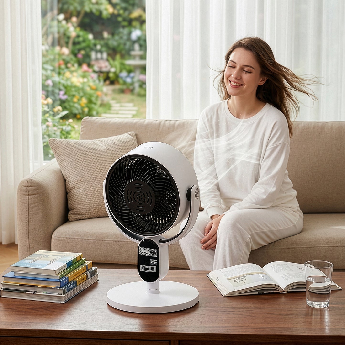 Standing Desk Fan with Remote & Oscillation - 110V 40W Air Circulator, 3 Speeds, 12H Timer