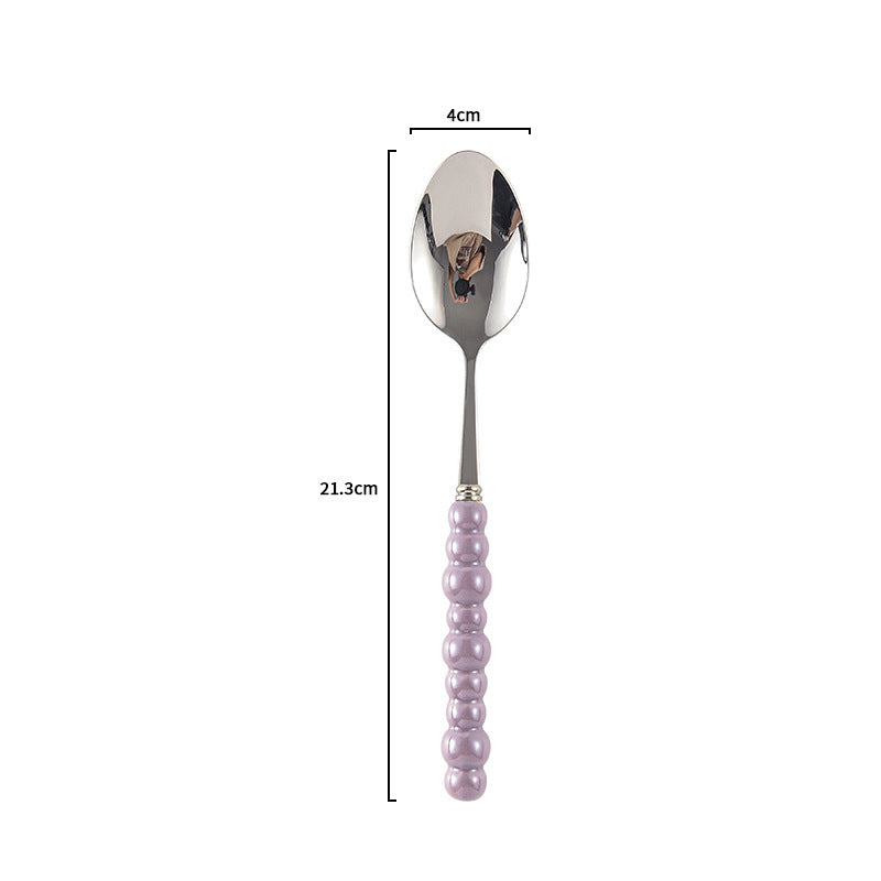 Ceramic Pearl Handle Cutlery Set - Spoon Fork Knife Household Dinnerware