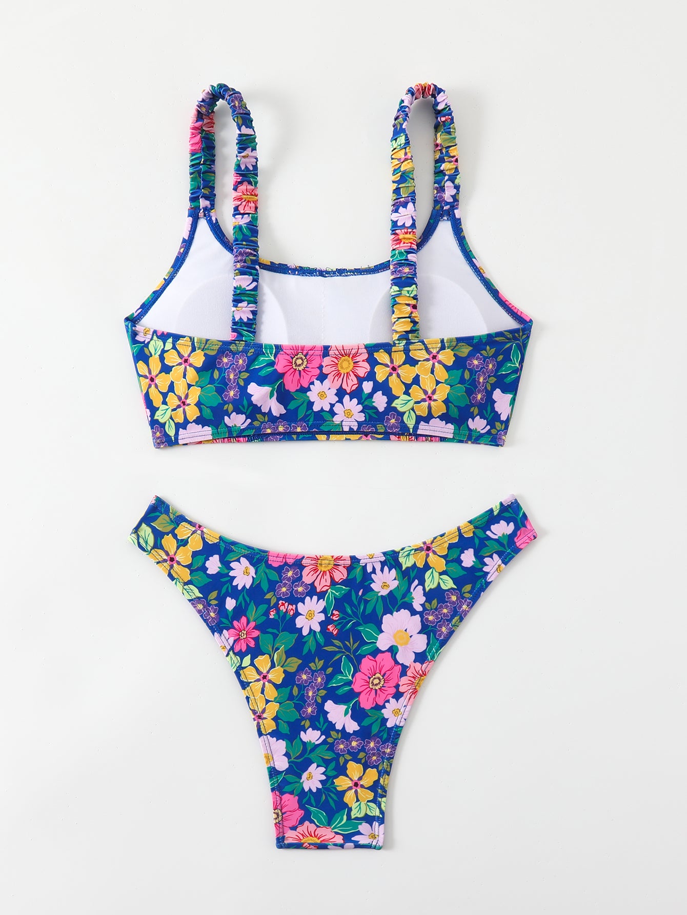 Women's Floral Print Bralette Bikini Set - High Cut Cheeky Bottom