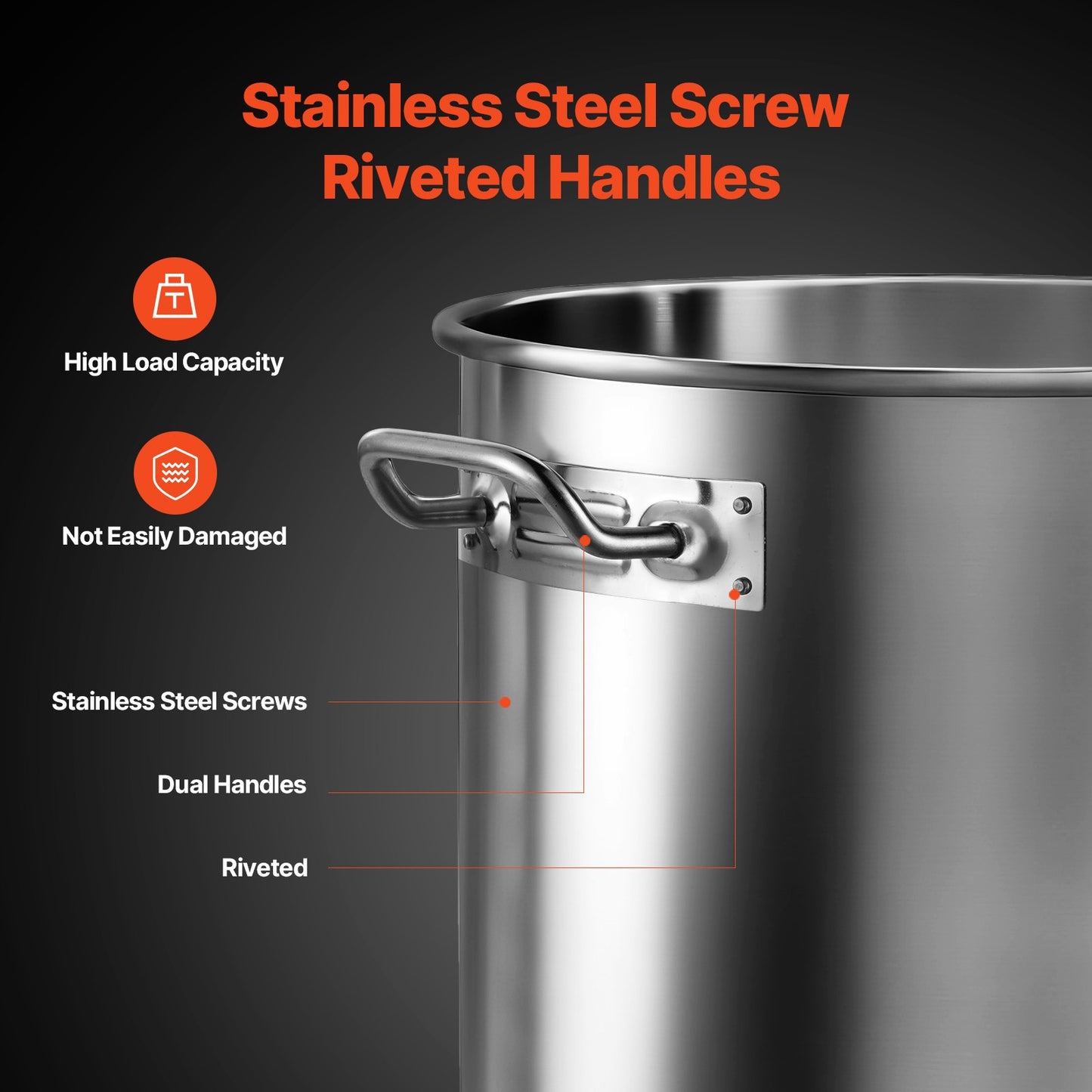 53 QT Stainless Steel Stockpot with Lid – Large Cooking Pot