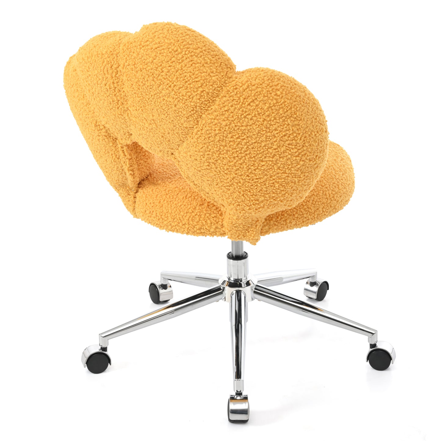 Height Adjustable 360° Swivel Chair - Yellow Teddy Fabric