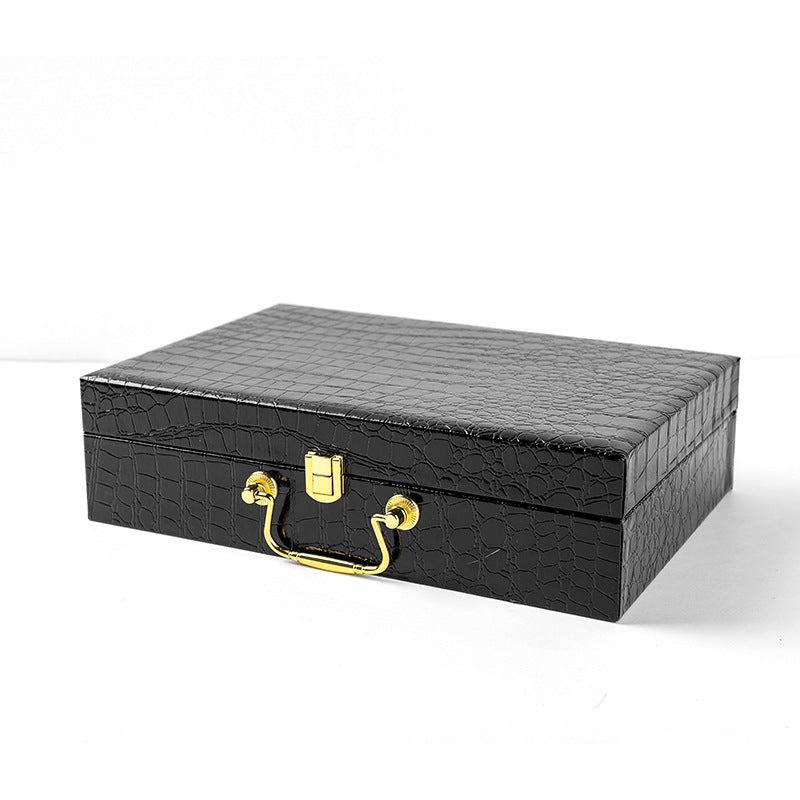Leather Suitcase Storage Box Set - 10 Pieces with Black & Red Variants