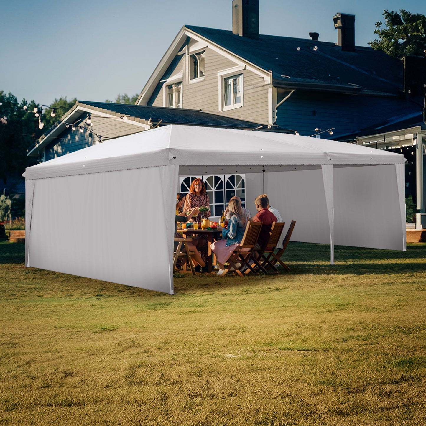 20x10ft White Waterproof Folding Tent with 2 Windows
