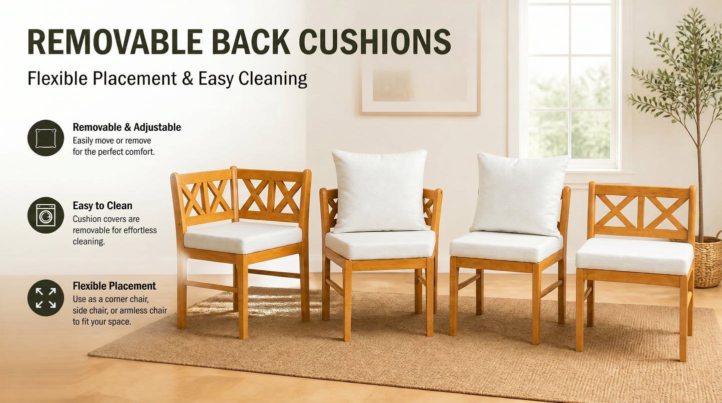 Farmhouse Solid Wood Kitchen Nook Dining Set for 6 - Natural & White