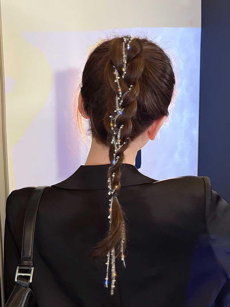Star Rhinestone Hair Braid Side Chain Clip - 50cm Hair Accessory