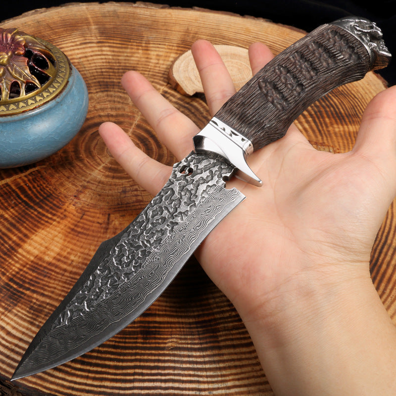 Damascus Steel Fruit Knife - Sharp Kitchen Knife with Sleeve, 80cm Blade