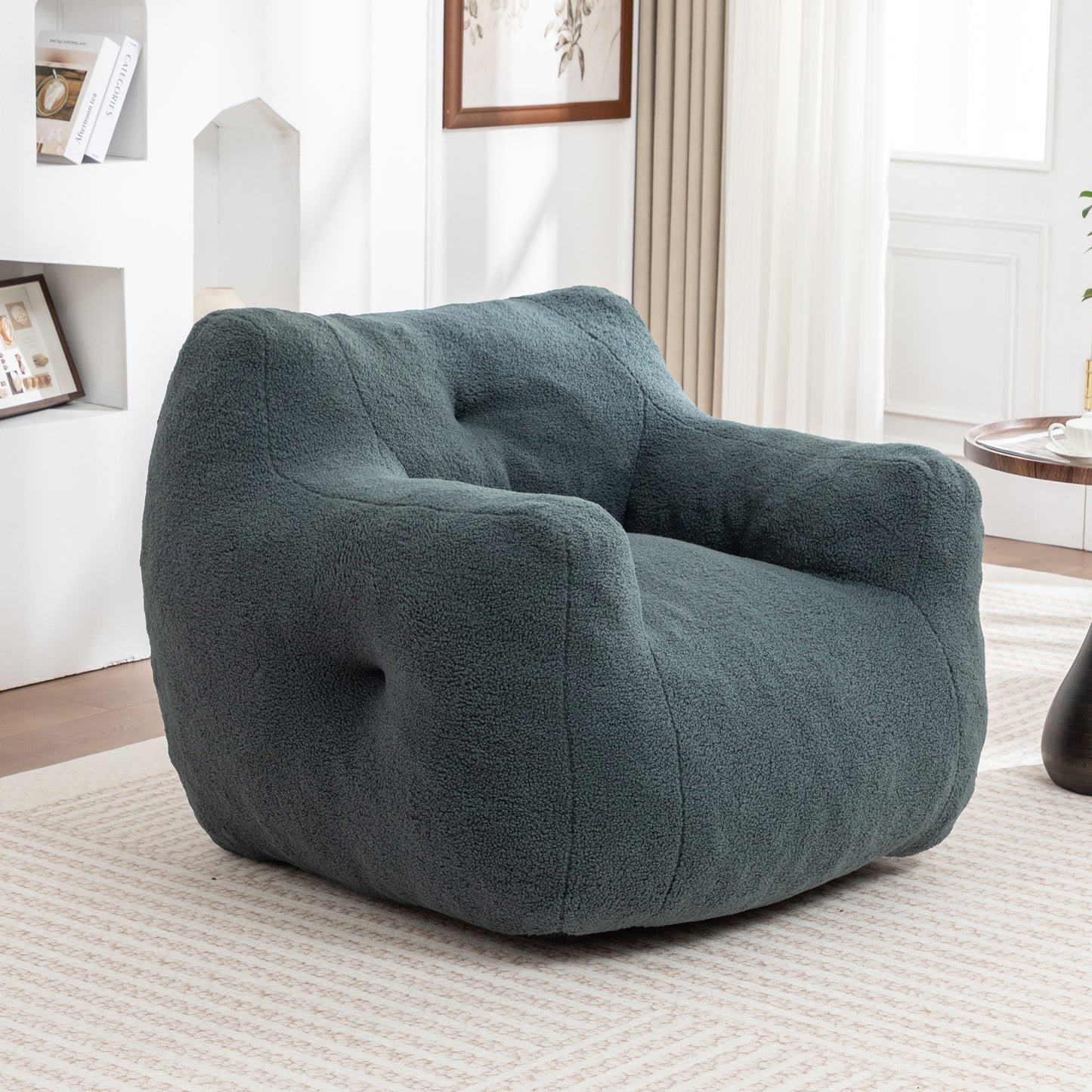 Bean Bag Chair, Sofa Chair With Armrests Stuffed High-Density Foam,