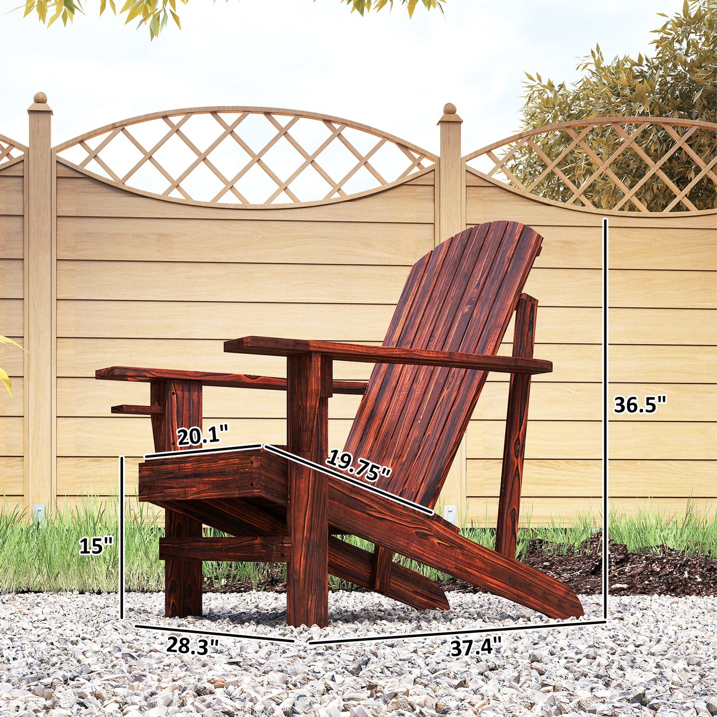 Brown Adirondack Chair with Cupholder - Outdoor Seating