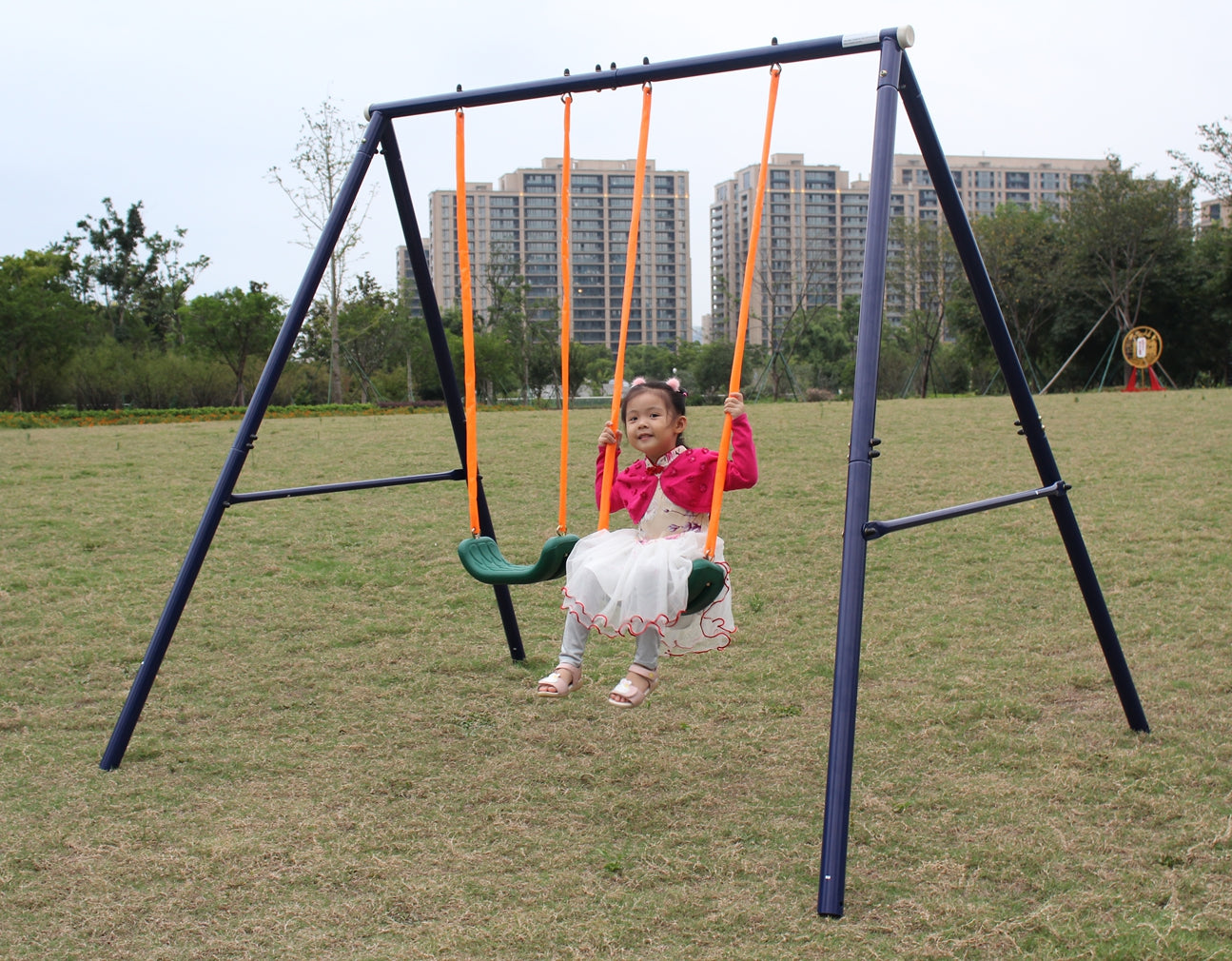 Two Station Swing Set for Children - Blue