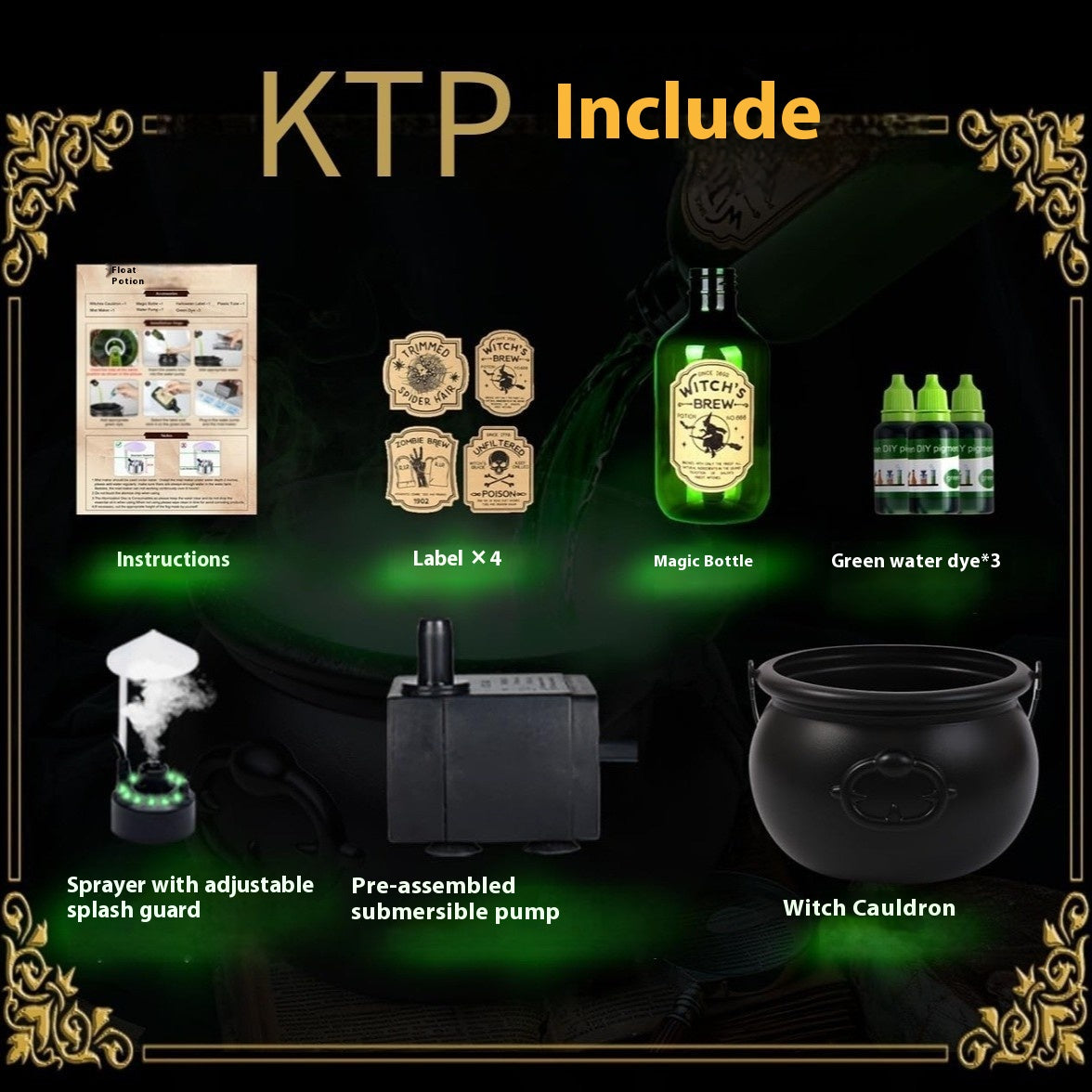 Halloween Magic Floating Bottle & Cauldron Decor Set - Indoor Ghost Props