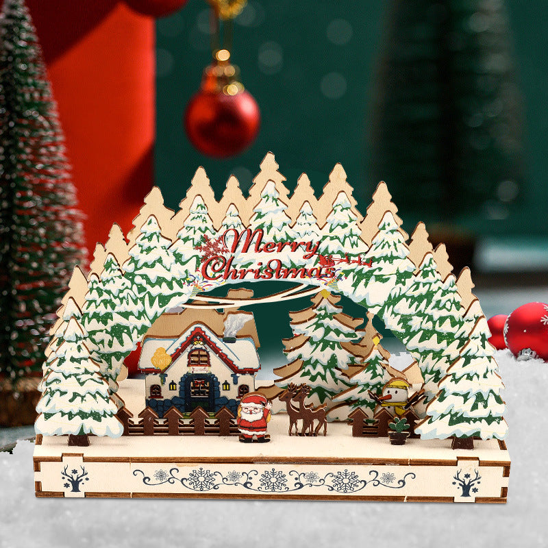 Christmas Village Wooden Display Decoration for Window or Storefront