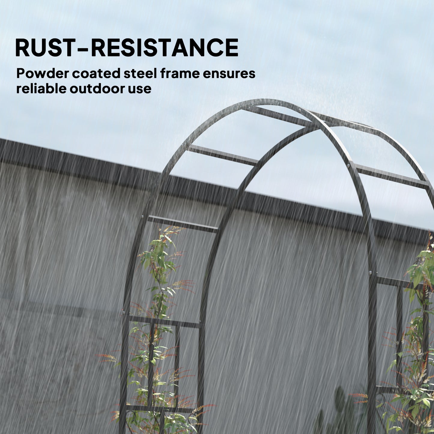 7.3ft Steel Garden Arch Trellis for Climbing Plants Black Outdoor Garden Decor