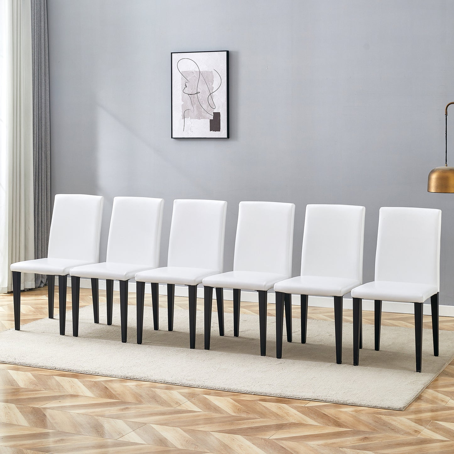 White PU Dining Chairs 35.4in High, 18.5 Ergonomic Backrest, 17 X16
