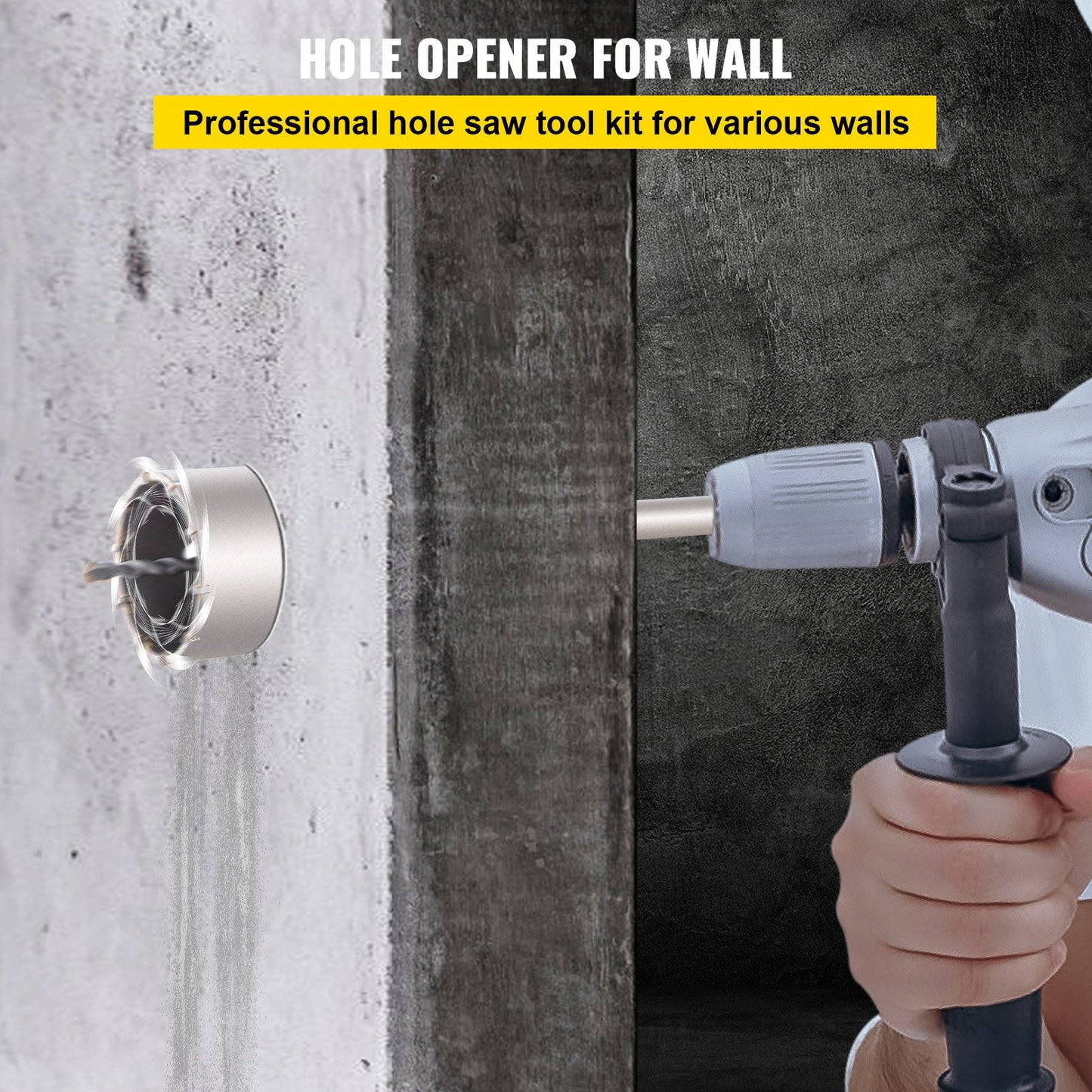 Concrete Hole Saw Kit with SDS Plus & SDS Max Shanks - 10PCS Wall Drilling Set in Silver