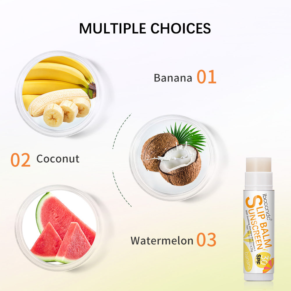 Moisturizing Lip Balm Set - Water, Coconut, Banana Flavors, Hydrating Lip Care