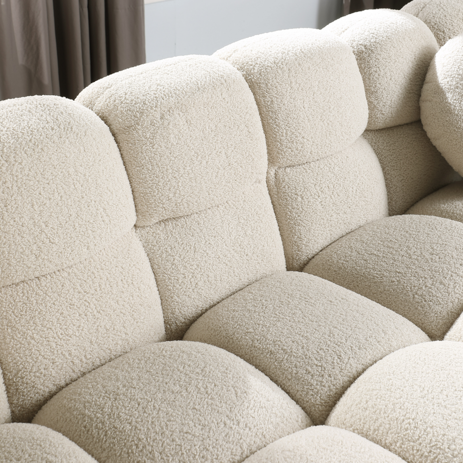 Beige Boucle 2-Seater Marshmallow Sofa - Comfortable Design