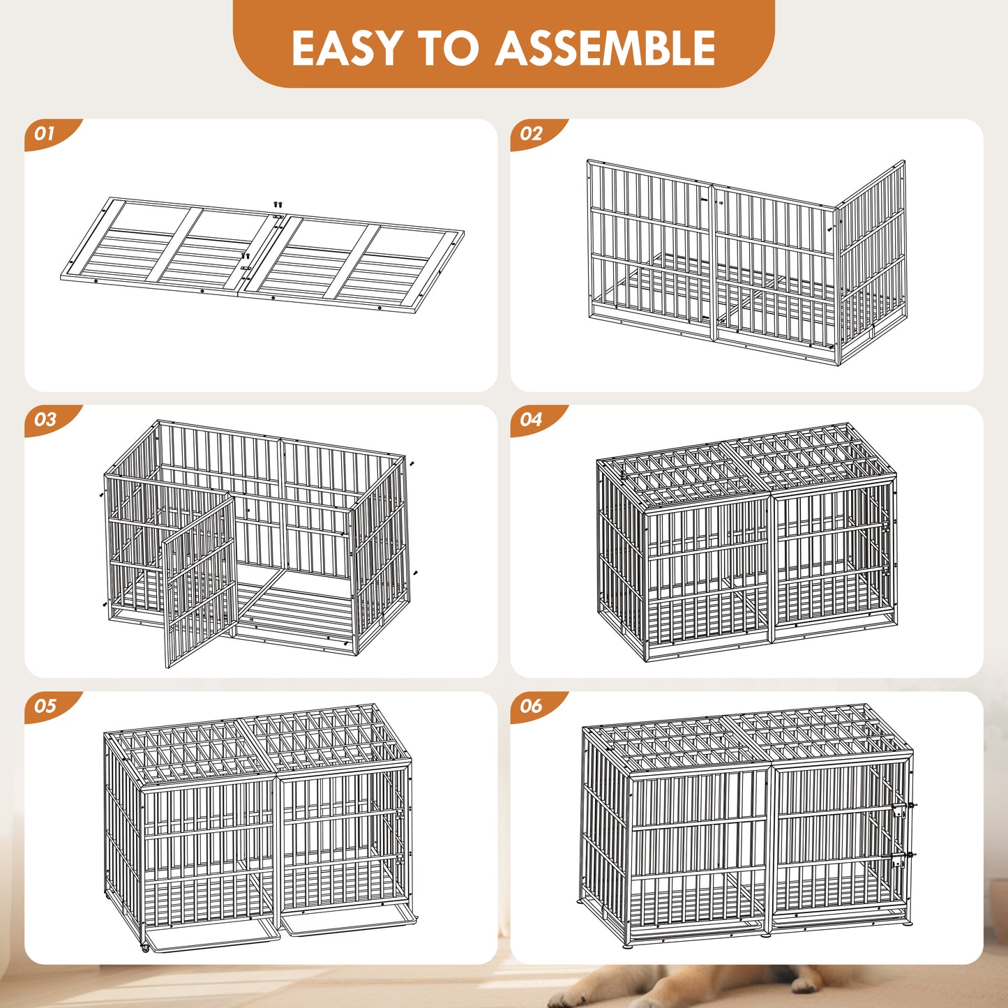 61 Extra Large Heavy Duty Dog Crate Cage Strong Metal Kennels And