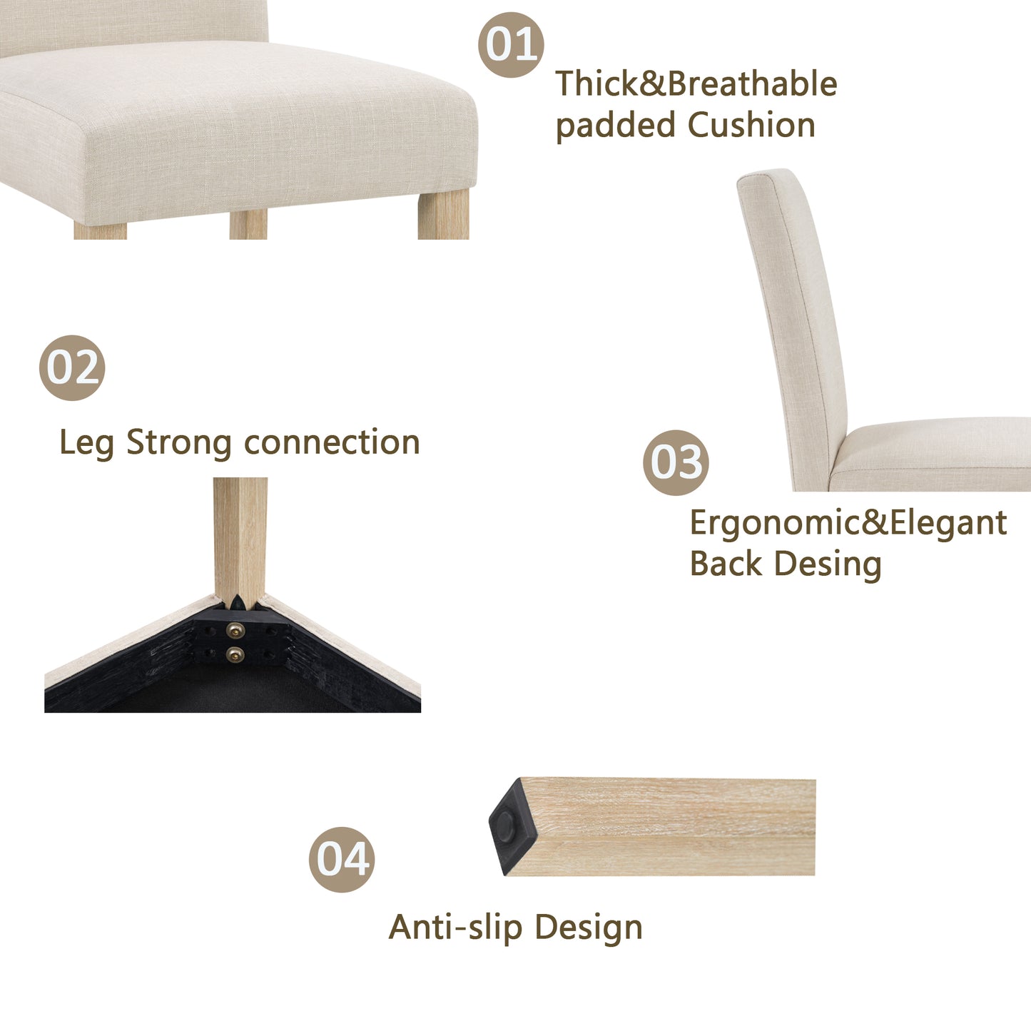 5-Piece Dining Table Set with 4 Chairs - Light Oak